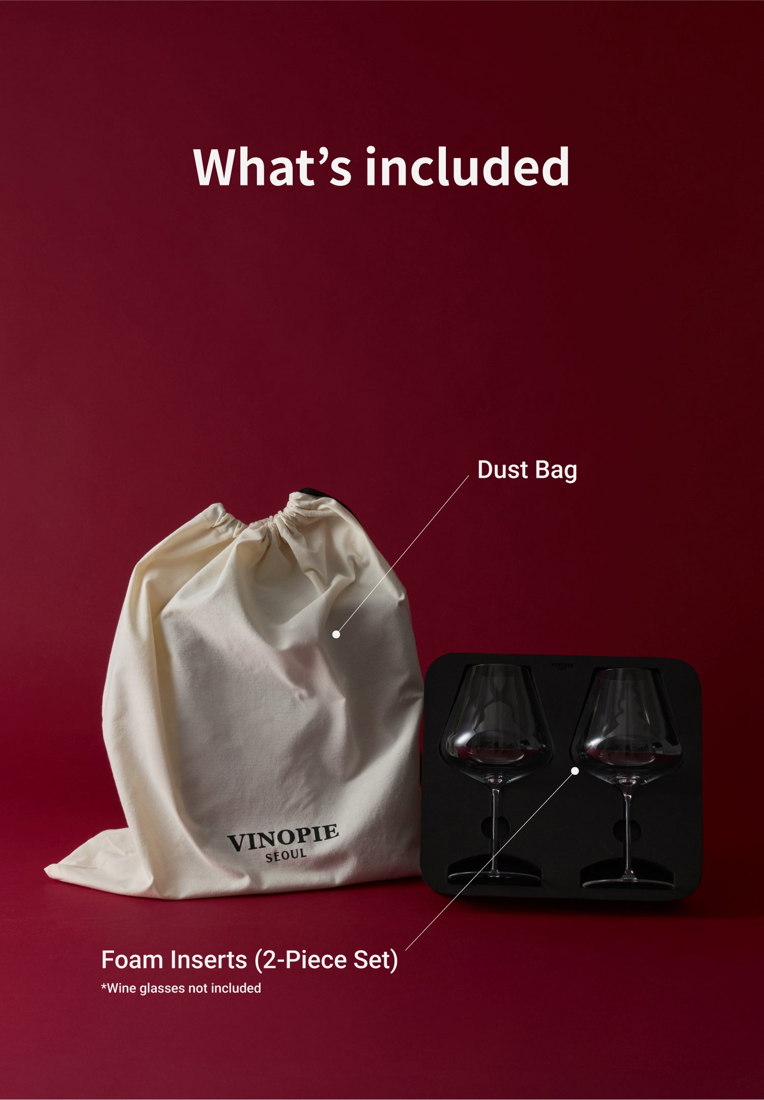 Wine Glass Case 2PCS Foam Inserts