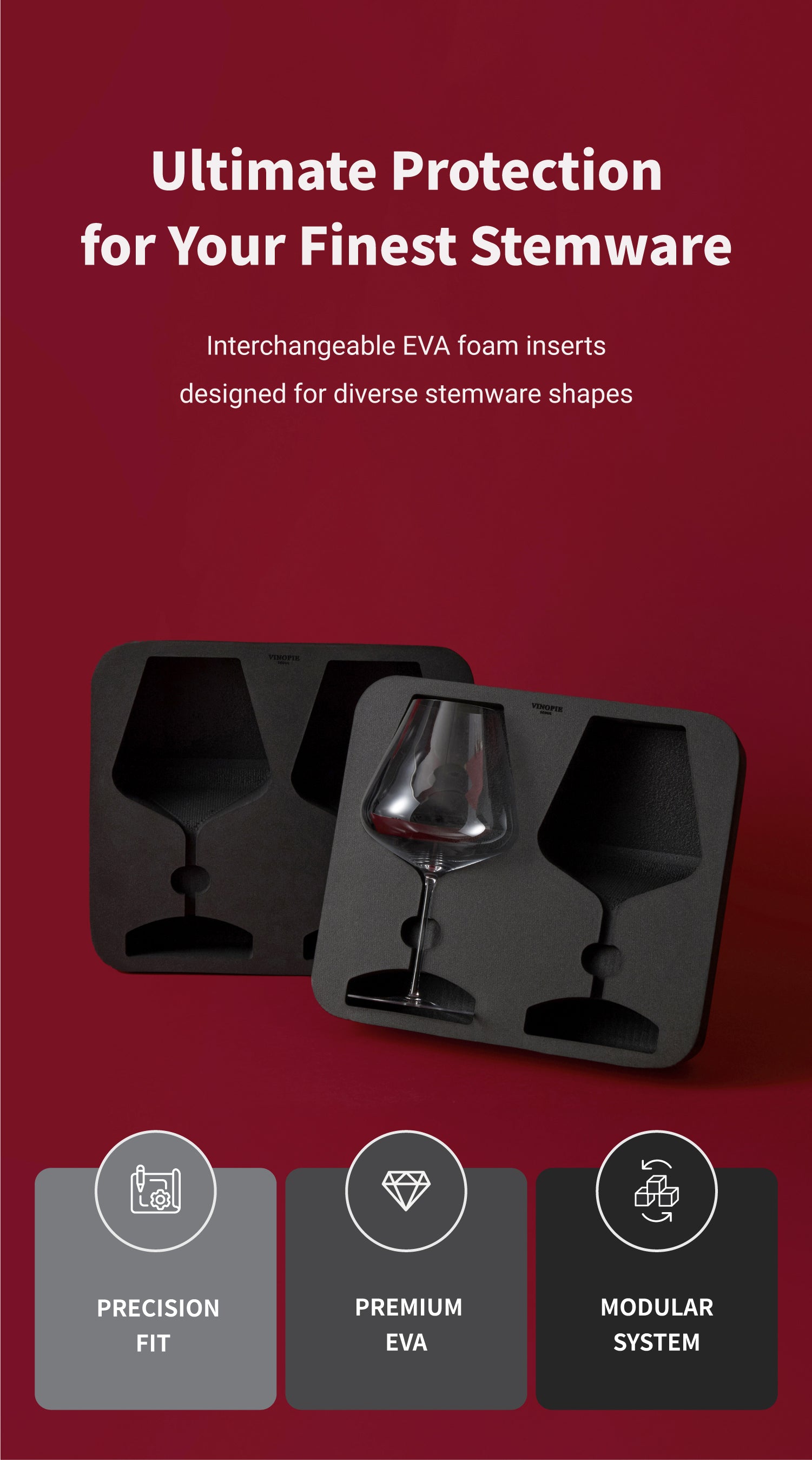 Wine Glass Case 2PCS Foam Inserts