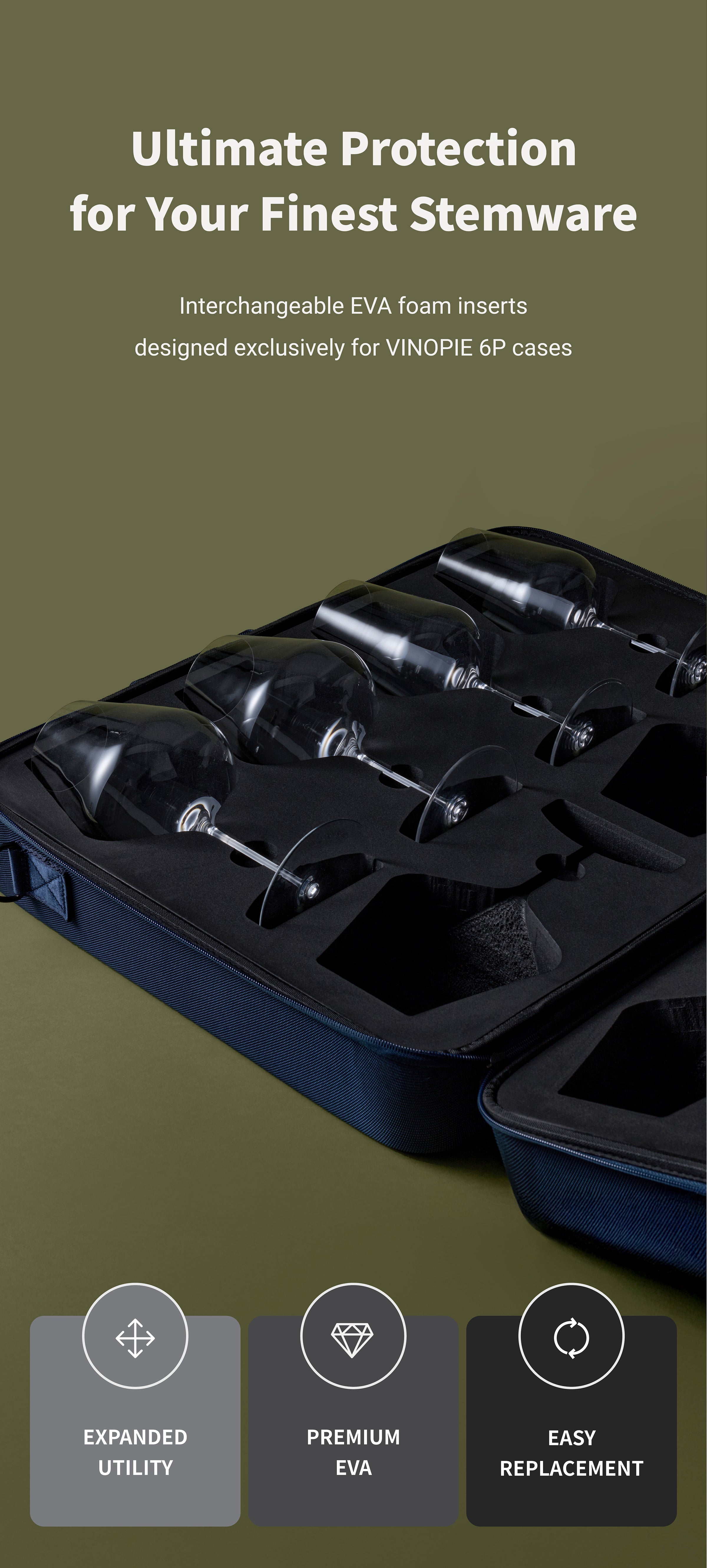 Wine Glass Case 6PCS Foam Inserts