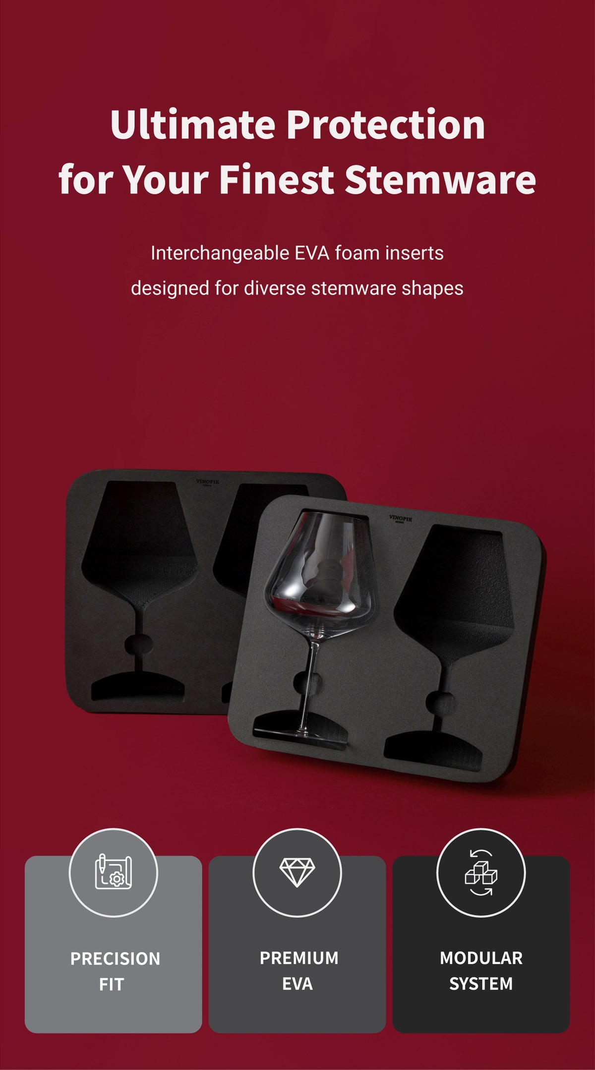 Wine Glass Case 2PCS Foam Inserts
