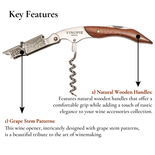 Grape Stem Sommelier Knife  – Stainless Steel Corkscrew & Foil Cutter