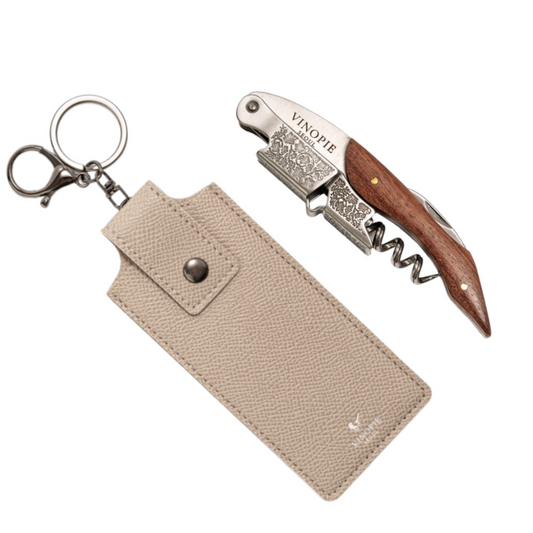 Grape Stem Sommelier Knife with Leather Case – Stainless Steel Corkscrew & Foil Cutter